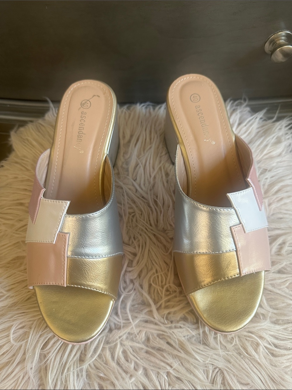 Ascendancy Metallic Gold, Silver & Pink Slip-On Mules